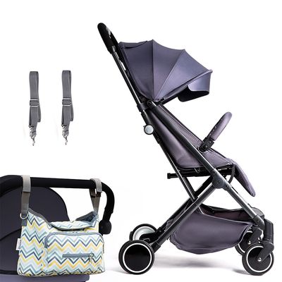 Travel Lite Stroller - SLD by Teknum - Dark Grey + Sunveno Baby Stroller Organizer / Bag - Yellow wave